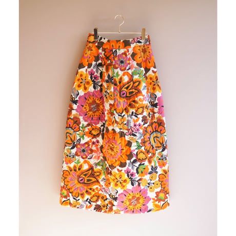 70s floral quilted maxi skirt