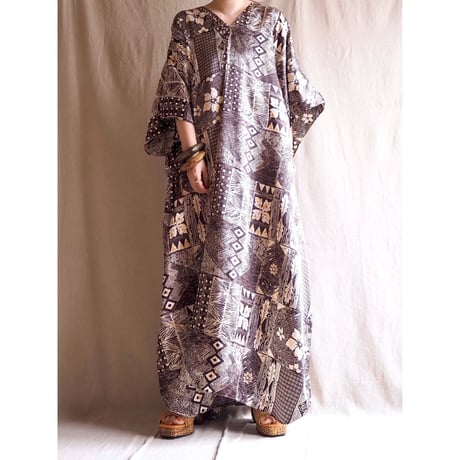 vintage satin ethnic kaftan maxi dress