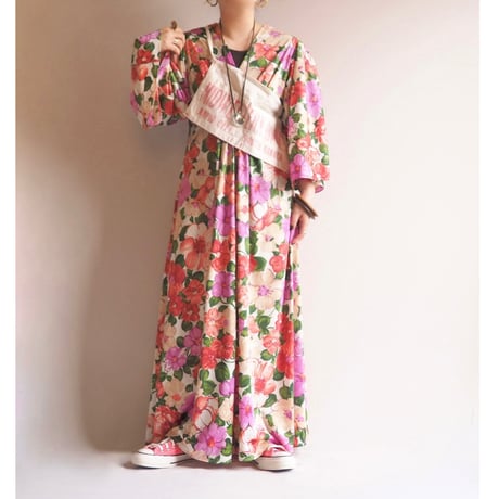 70s flare sleeve floral maxi dress