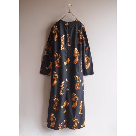 70〜80s geisha print maxi dress
