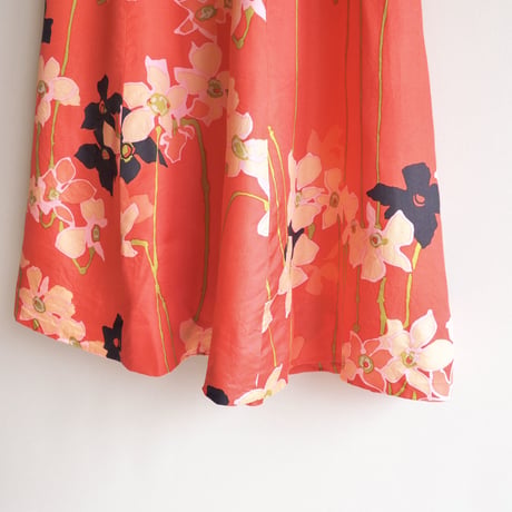 70s  floral flare midi skirt