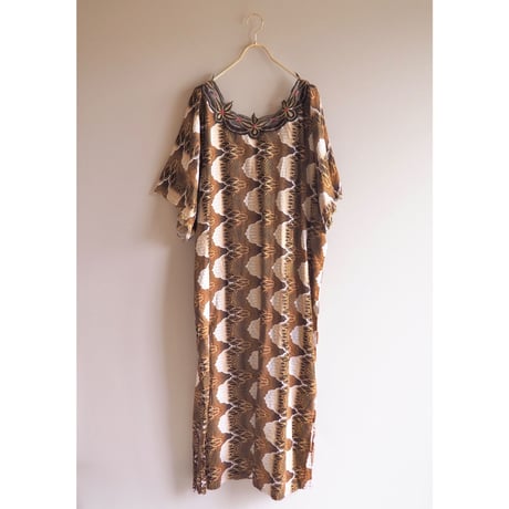 vintage african batik embroidered maxi dress