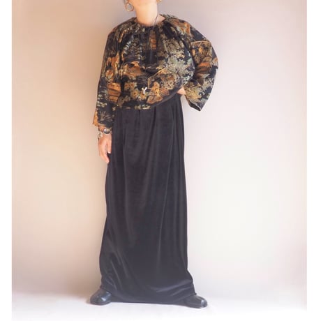 "R&M Richards" velours sleeveless maxi dress