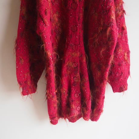 vintage fuzzy nep oversized cardigan