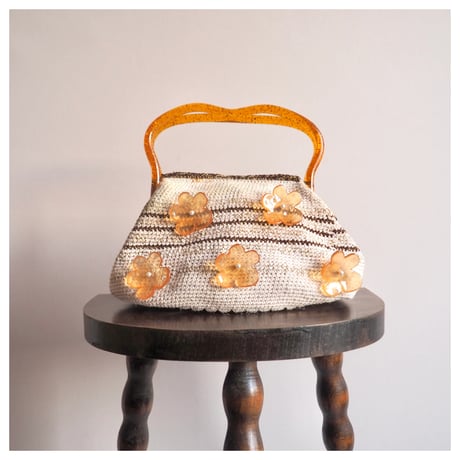 50〜60s floral beads × lucite woven bag