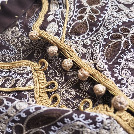 70s brown embroidered kaftan dress