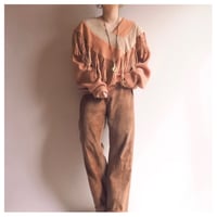 80s "Pioneer wear" suede fringe design sweater