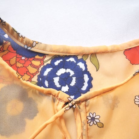 70s floral sheer kaftan dress