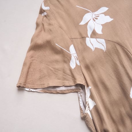 vintage abstract print viscose maxi dress