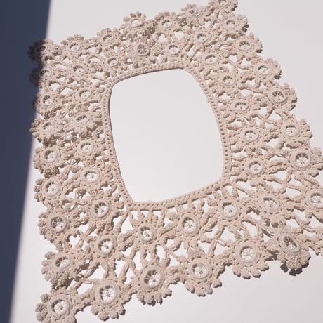 French antique  square neck crochet collar