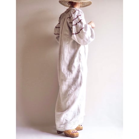 vintage ukrainian embroidered linen maxi dress