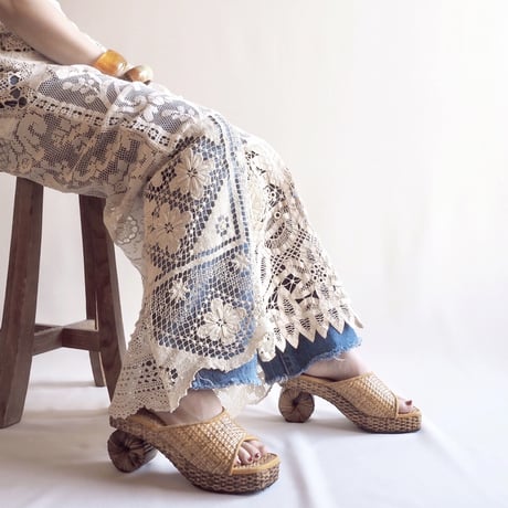 original remake lace patchwork maxi skirt B