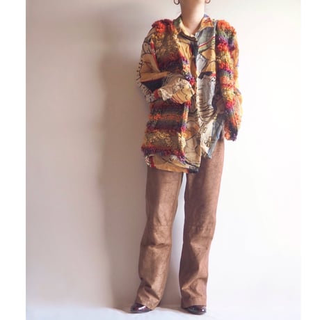 vintage multi color design knit vest
