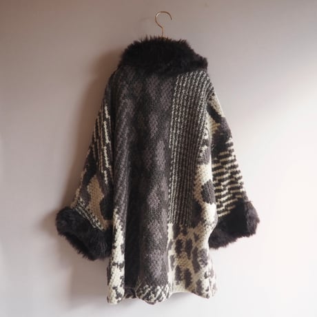 vintage woven abstract poncho coat