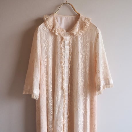60s "Odette Barsa" lace ruffle night robe