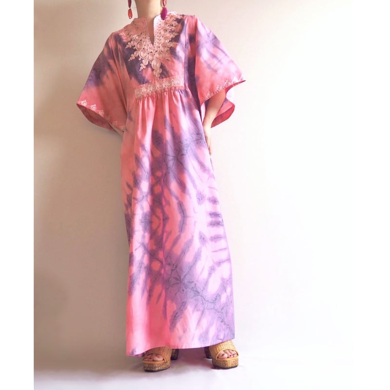 vintage embroidered tie dyed kaftan dress | Ni
