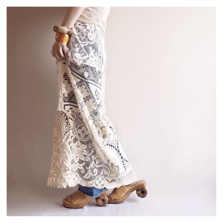 original remake lace patchwork maxi skirt B