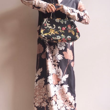 70s〜 floral needlepoint tapestry bag