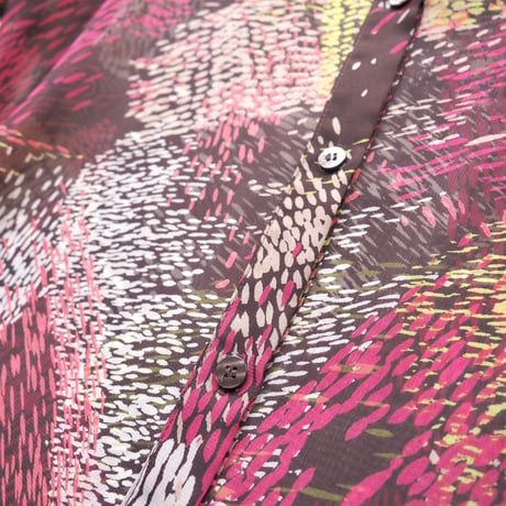 "LIZ BAKER" abstract print sheer blouse
