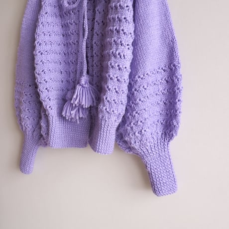 60〜70s  hand knitted balloon sleeve cardigan