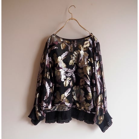 70〜80s "Andree Gaye" metallic floral blouse