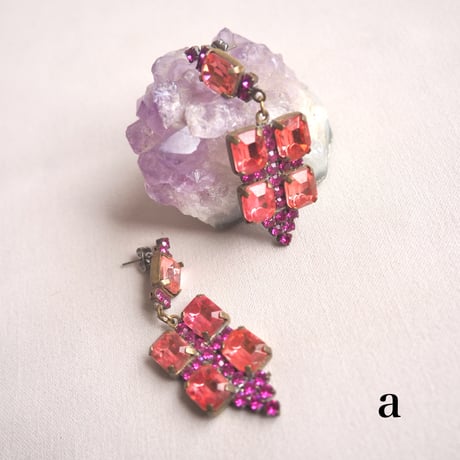 vintage czech rhinestone earrings(C)