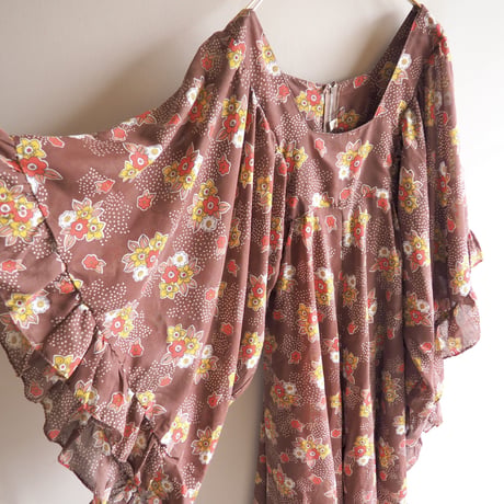 70s floral butterfly sleeve maxi dress