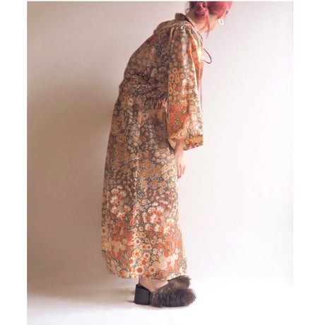 70s floral semi sheer maxi dress