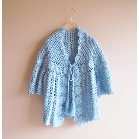 60〜70s floral crochet knit bed jacket