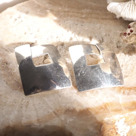silver925 square large earrings