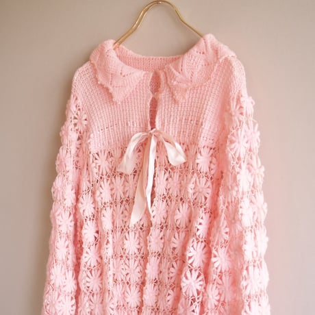 60s floral crochet bed jacket