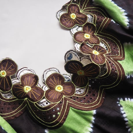 vintage african batik floral kaftan dress