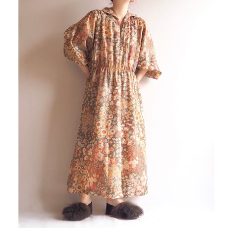 70s floral semi sheer maxi dress
