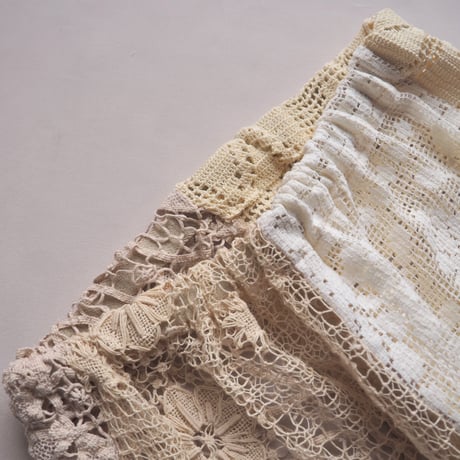original remake lace patchwork maxi skirt 【B】
