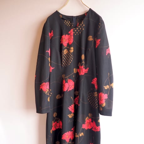 70s〜 floral l/s maxi dress