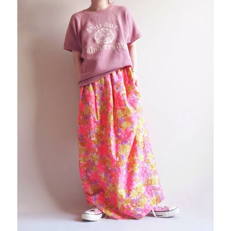 70s floral emboss maxi skirt