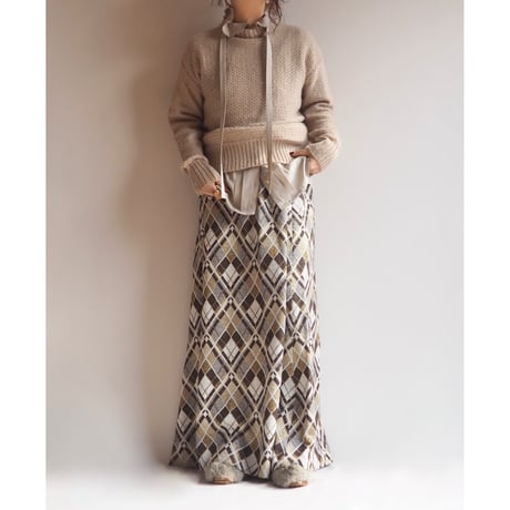 70s "Jan Celeste Ltd." metallic plaid maxi skirt