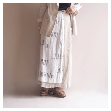 "SIEBENSTEIN" linen design wrap maxi skirt