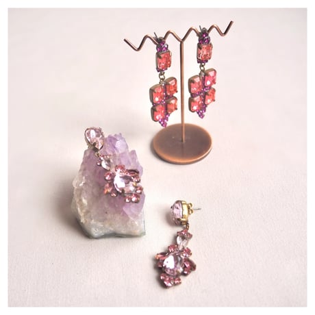 vintage czech rhinestone earrings(C)