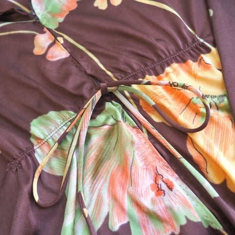 70〜80s "LORRAINE" floral house maxi dress