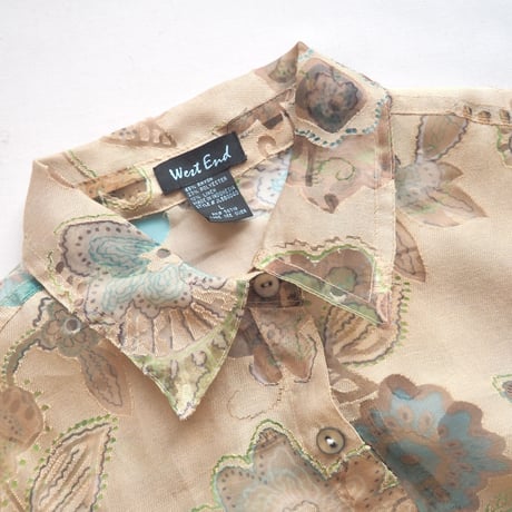 "West End" abstract floral sheer blouse