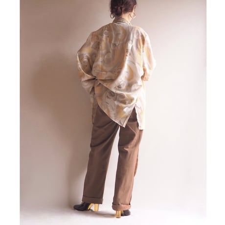 vintage abstract floral print oversized blouse