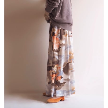 70s "Summit of Boston" landscape wrap maxi skirt