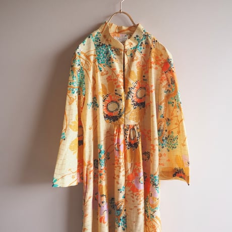 60〜70s "Dela Ann" floral metallic maxi dress