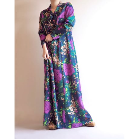 70s made in Sweden glitter floral maxi dress