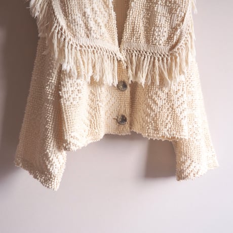 vintage big collar fringe chenille jacket