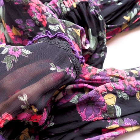 vintage floral semi sheer midi dress