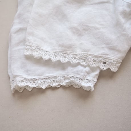 80〜90s folk linen floral crochet blouse
