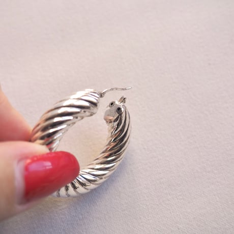 vintage silver925 chunky swirl hoop earrings