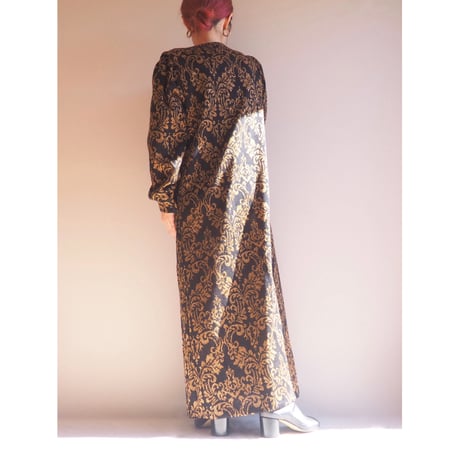 70〜80s "david brown" metallic abstract knit maxi dress